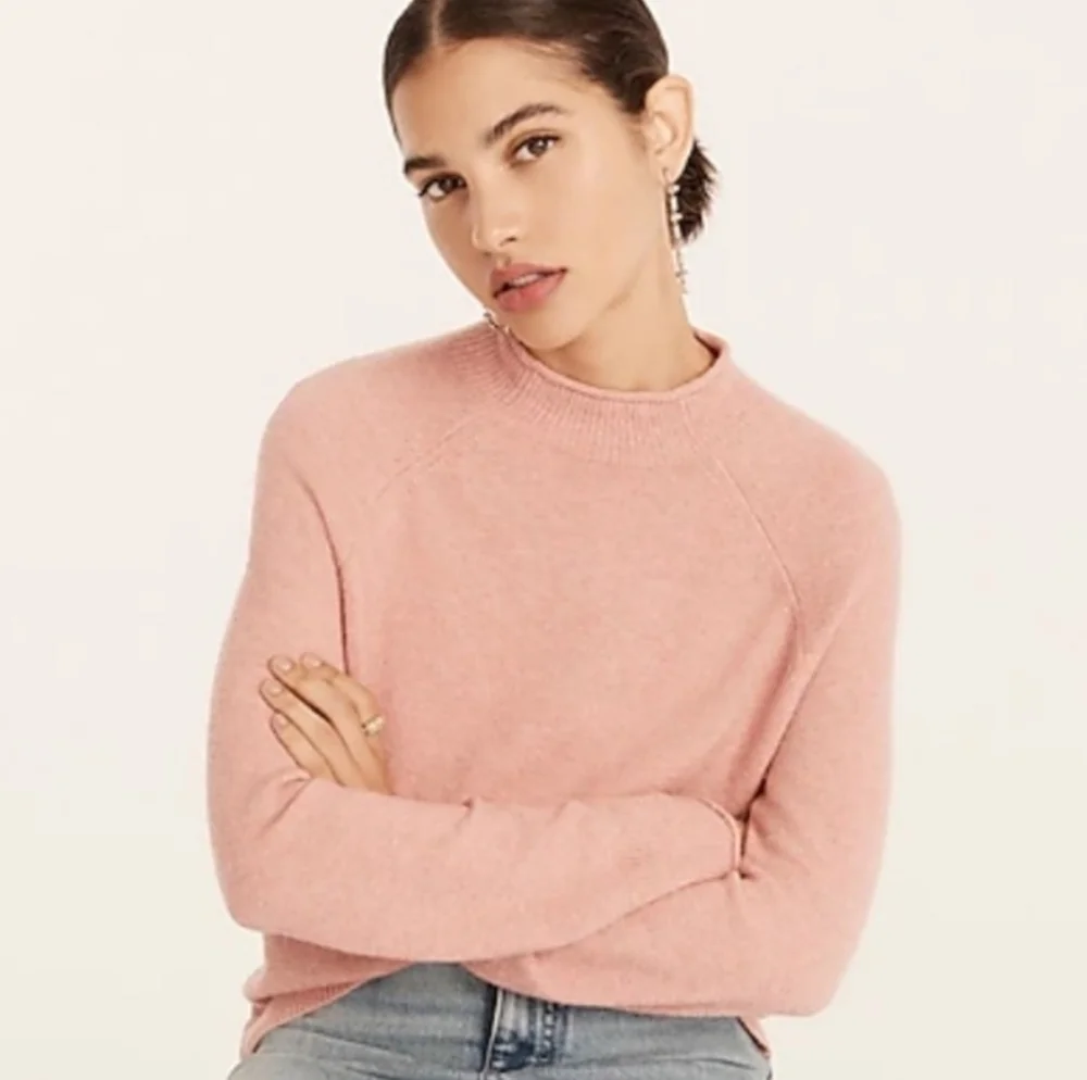 J Crew Rollneck Sweater Supersoft  Merino Wool Alpaca Top Peony Pink Xlarge NWT